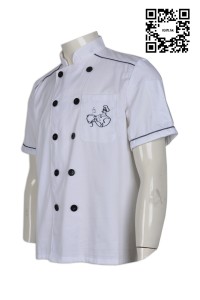 KI066 double buttons chef tailor made team group logos pattern lofo embroidery chef uniform hong kong company  monogrammed chef coat  double breasted chef jacket  master chef jacket